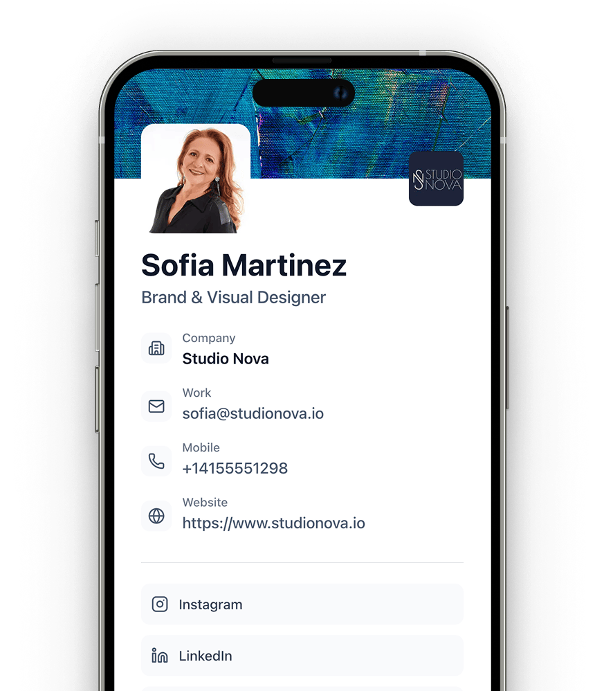 Business Card AI digital business card displayed on iPhone