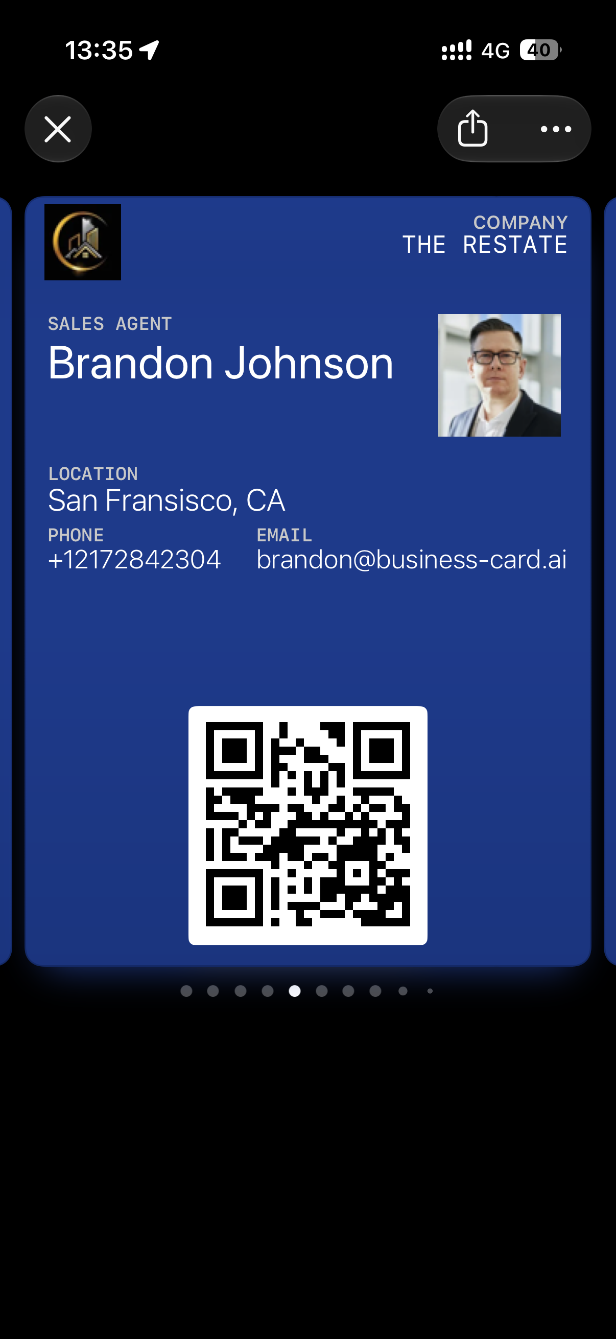 A digital business card added to Apple Wallet