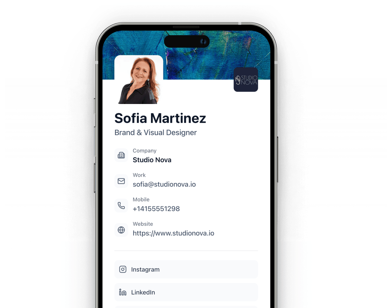 Business Card AI digital business card displayed on iPhone