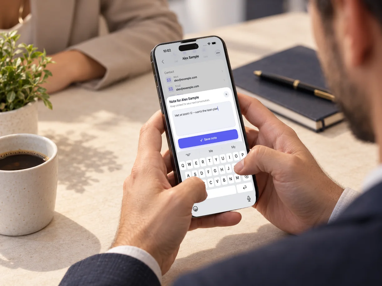 Ajout d’une note à un contact enregistré avant de le recontacter.